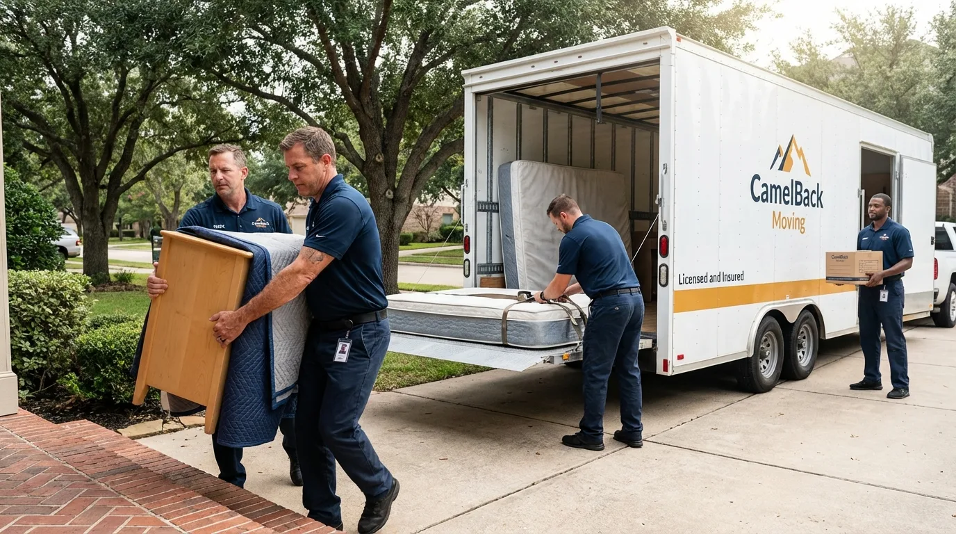 Crew loading residential truck for cross-state move from Edgartown, MA